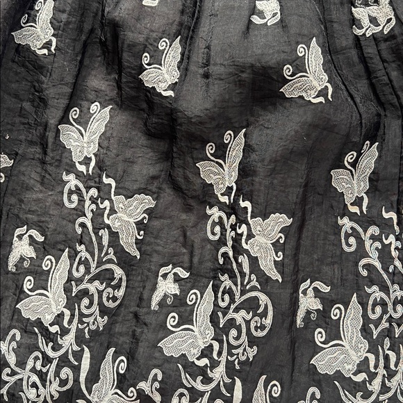 Lapis Black Maxi Skirt with White Embroidery - Picture 3 of 8